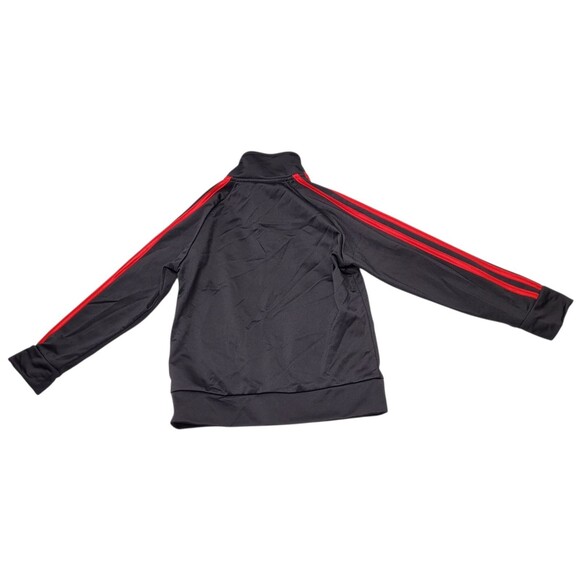 Adidas Toddler Full Zip Track Jacket 3 Red Stripe Logo Embroidered Black Size 5 - Picture 2 of 7